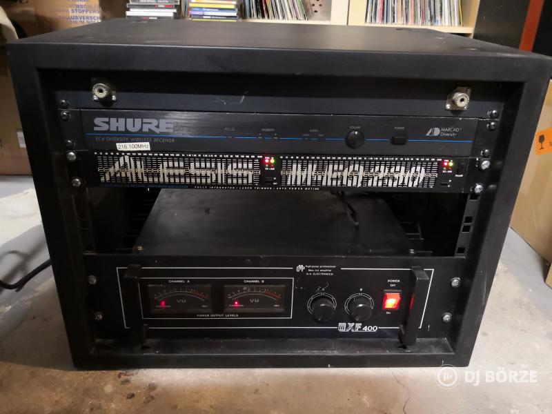 Végfok, eq, Shure vevőegység egy rackben