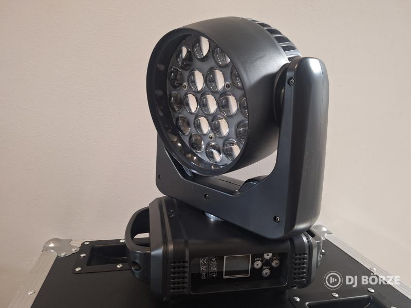Eladó számlával, garanciával, új 19x15 watt wash zoom robotlámpák rackekkel