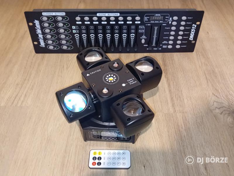 Utolsó 2db!Okos kis robot!4 karú 3in 1 RGBW beam, strobi, RG lézer (beszámítás is) videót!!!