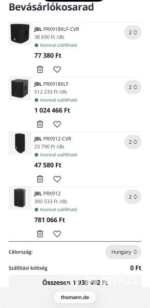 JBL PRX hangrendszer eladó. 2x PRX918XLF + 2x PRX912 (Garancia,hibátlan)
