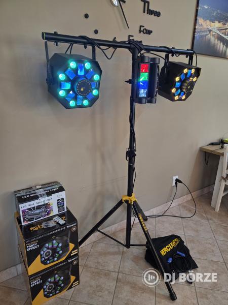 Lézer, stroboszkóp, LED egyben x2