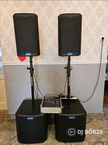ALTO Professional TS410 + TS12S hangrendszer - 2x aktív hangfal + 2x szubwoofer + keverő + állványok
