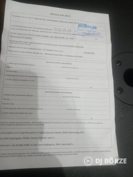 Új Alto TX12S aktív mélyláda