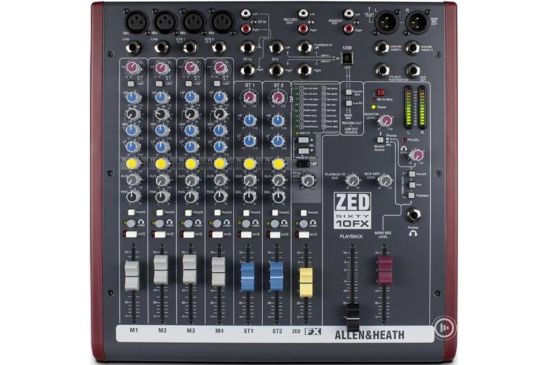 Allen & Heath ZED60-10FX 6-csatornás keverőpult effektekkel és USB-vel