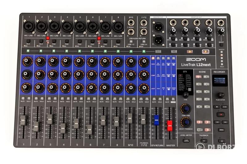 Zoom LiveTrak L12next digitális keverő, hangrögzítő, interfész